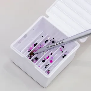 Tasse de nettoyage UV professionnelle pour brosse à paillettes Nail Art support en plastique carré Portable facile avec double face - Product Image 2