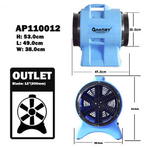 12 นิ้วแบบพกพา Axial AC พลาสติก Ventilator ก่อสร้างพัดลมขวางพื้นที่ Blower พัดลมดูดอากาศอุตสาหกรรมระบายอากาศ - Product Image 3