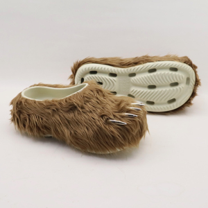 Mules et claquettes de créateur personnalisées en peluche, avec logo, en fausse fourrure, à bout griffe métallique motif patte d'ours, toutes saisons, semelle intermédiaire Libi EVA - Product Image 3