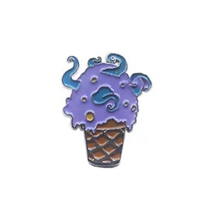 Custom made 3D badge soft enamel icecream brooch labels zinc alloy clothing accessory embossed pin tags