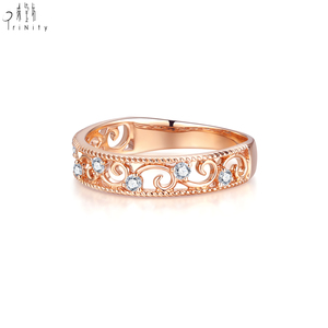 Anillo de Diamantes de Corte Brillante Natural en Oro Rosa Sólido de 18K con Diseño Delicado y Hueco de Alta Calidad para Mujer, Regalo de Aniversario - Product Image 4