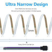 Bande LED COB RGB DC 12V 24V Version étroite 5MM 576 LED/M Haute luminosité Extérieur ABS IP Autre Ruban flexible
