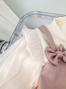 Abito da Principessa per Bambina Primavera-<span class=keywords><strong>Autunno</strong></span> 2025, Stile Coreano con Maniche Lunghe in Rete e Fiocco per Compleanno - Product Image 5