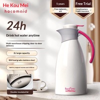 Carafe Thermique He Kou Mei Grande Capacité Style Européen Bouilloire Domestique 2L à Bouton Poussoir Chauffe-Eau Étudiant en Acier Inoxydable