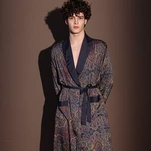 Peignoir en <span class=keywords><strong>satin</strong></span> pour <span class=keywords><strong>homme</strong></span>, nouvelle collection printemps-été 2025, manches longues, en soie glacée fine, pyjama, <span class=keywords><strong>robe</strong></span> <span class=keywords><strong>de</strong></span> <span class=keywords><strong>chambre</strong></span> - Product Image 3