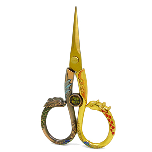 Ciseaux vintage brodés dragon, 4,2 pouces, en acier inoxydable, élégants, plaqués <span class=keywords><strong>or</strong></span>, gravés, pour artisanat DIY - Product Image 1