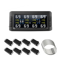 Système de surveillance de pression des pneus numérique sans fil antivol pour 8 roues, avec moniteur solaire pour camping-car et remorque, détection de fuite d'air en temps réel et écran LCD