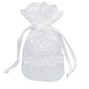 Small Drawstring Pouch Lace Gift Bags Ring Jewelry Bracelet Necklace Storage Bags Christmas Deco Bags Organza Pouches