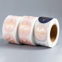 Étiquettes autocollantes personnalisées en rouleau, imperméables, recyclables, de forme ronde, avec logo de remerciement, pour emballage de marque privée