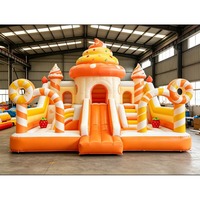 Château gonflable géant sur le thème des bonbons avec toboggan pour enfants, équipement de jeu pour parc d'attractions