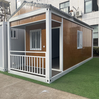 Rumah Kontainer Dinding Kaca, Rumah Prefab Modular, Rumah Pantai Modern, Bar Pantai, Showroom, Atap Segitiga Miring