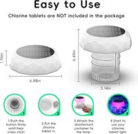 Distributeur de chlore flottant à LED solaire étanche IP68 en ABS avec fonction de changement de couleur pour éclairage de piscine extérieur