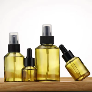 15g 30g 50g Bouteille de crème pour le visage en verre ambré avec pulvérisateur à pompe 30ml 60ml 125ml Bouteille en verre à épaulement incliné avec bouchon à vis - Product Image 3