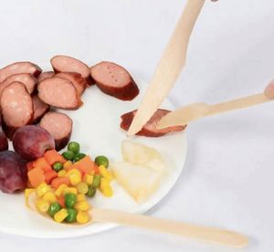 Nuevo Juego de Cubiertos Desechables Biodegradables y Ecológicos de Bambú Moderno, Tenedor, Cuchara y Cuchillo, 6 Piezas, Longitud Personalizable - Product Image 3