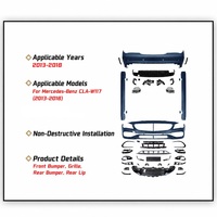 Kit de Conversión de Parachoques Delantero y Trasero Estilo 45 con Rejilla y Difusor para Mercedes-Benz Clase C W117 2011-2018