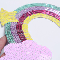 Patchs en sequins pastel de haute qualité en forme d'étoile et de nuage arc-en-ciel, thermocollants ou à coudre, broderie chenille pour chapeaux et vêtements DIY, vente en gros