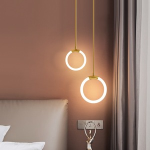 Pingeli Lighting Circular Pendant Light Iron Body Modern Minimalist Bedroom Ceiling Light Long Wire Design - Product Image 1