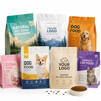 Sachet personnalisé imprimé de qualité alimentaire, robuste, à fond plat, refermable avec fermeture éclair, pour aliments secs pour chiens, chats et chatons