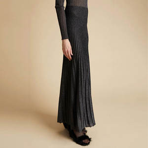 Abito Midi Plissettato Nero Personalizzato Elegante Casual <span class=keywords><strong>Taglie</strong></span> <span class=keywords><strong>Forti</strong></span> Formale da Donna Maglione in Maglia per l'Inverno dei Produttori - Product Image 5