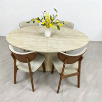 Table à manger moderne de style italien en bois blanc cassé, plateau extensible en MDF, design pliable pour petits appartements