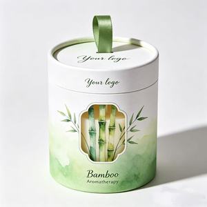 Customizable Aromatherapy Candle Paper Tube Packaging with Window and Ribbon Handle Eco-Friendly Custom Logo Design - Product Image 1