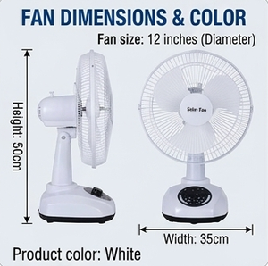 Ventilateur de table solaire de 12 pouces, ventilateur de bureau rechargeable avec lampe à ampoule de 3W, batterie de 5200mAh, port de charge USB pour la maison, le camping, l'extérieur UP-SF - Product Image 5