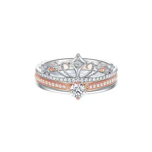 Sang Trọng Sáng Zircon Lâu Đài Pháo Hoa Lớp Nhẫn Cho Phụ Nữ Đa Dạng Thiết Kế Hình Dạng Vương Miện Nhẫn Set Đồ Trang Sức Thời Trang