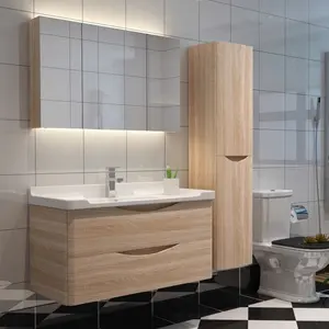 Impermeable flotante grande de madera reciclada baño vanidad contemporáneo baño tocadores