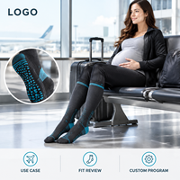 Chaussettes de compression de maternité confortables, couleur anthracite turquoise, compression graduée pour mollets, étiquette privée, commande personnalisée, approbation de la coupe