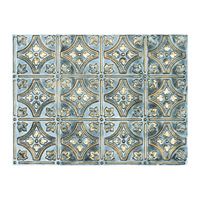 Plaques de plafond carrées en PVC imperméables de style Art déco, panneaux muraux décoratifs en relief, PLB10, or antique