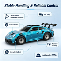 Kart électrique rétro pour adultes style 911, échelle 1:2, pneus résistants à l'usure, moteur 2500W, son de moteur simulé pour intérieur/extérieur