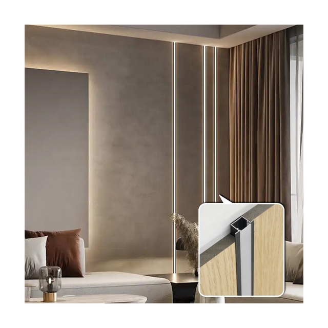 Recessed Aluminum LED Profile, Modern Panel Divider Trim for Wood Wall and Feature Lighting