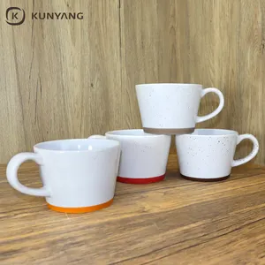 Copos de leite japoneses personalizados com logotipo de alta qualidade canecas de café de cerâmica salpicadas em dois tons