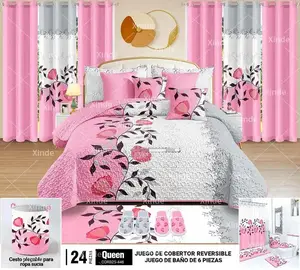 High Quality King Size 24 Pcs Quilt Cover Bedding Set With Matching Bathroom Set Flat Sheet 20 Pieces Set Queen Size