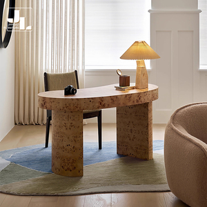 Estilo de diseñador Villa Sala de estar Árbol Tumor Textura Mesa auxiliar redonda Dormitorio de hotel Mesa de esquina de lujo de madera Muebles - Product Image 5