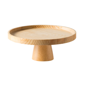 Plateau à gâteau rond en bois, couleur bois naturel, pour servir desserts, thé, café, style nordique - Product Image 5