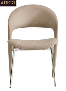 เก้าอี้รับประทานอาหารทำจากโลหะสีเบจหนัง PU เก้าอี้รับประทานอาหารร้านอาหารร้านกาแฟห้องนั่งเล่นดีไซน์ใหม่ - Product Image 2