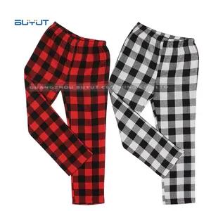 Conjuntos de pijama a juego para niños y adultos, pantalones a cuadros gingham unisex de búhos y, en stock