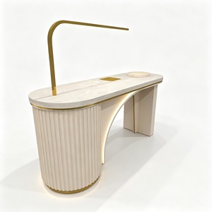 Table de manucure triple moderne de luxe pour salon de beauté avec collecteur de poussière intégré - Product Image 6