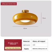 Plafonnier LED en verre orange de style moderne du milieu du siècle, base en laiton massif, E27, CRI 95 élevé, pour couloir, chambre, cuisine, 36W