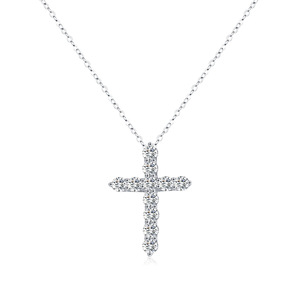 Luxo leve VVS1 Claridade D Cor Moissanite Crucifixo Colar 925 Sterling Silver Cruz Pingente Clavícula Cadeia para As Mulheres - Product Image 1