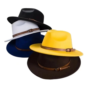 Nouveau <span class=keywords><strong>Chapeau</strong></span> <span class=keywords><strong>Fedora</strong></span> Rétro pour <span class=keywords><strong>Homme</strong></span> en Feutre de Laine avec Boucle de Ceinture en Cuir et Rivets, Accessoire de Décoration, <span class=keywords><strong>Chapeau</strong></span> de Jazz - Product Image 1