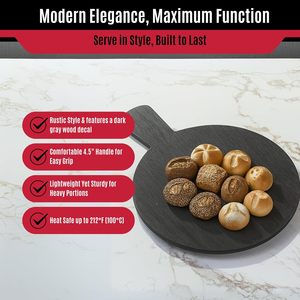 Racloirs ronds en céramique avec décalcomanie en bois noir 13-3/4\" X 10\" Manche de 4-1/2\" Style rustique Passe au lave-vaisselle Tablecraft - Product Image 6