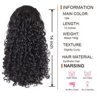 Queue de cheval bouclée noire à cordon de serrage pour femmes noires, extensions de cheveux synthétiques, queue de cheval bouclée avec 2 pinces