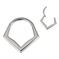 Implant Grade G23 Titane Chevron Forme Clicker Charnière Segment Anneau Boucles D'oreilles pour Femme Homme Cerceau Cartilage Tragus Oreille Bijoux