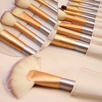 12/18/24 buah Set kuas Makeup kosmetik profesional rambut sintetis pegangan kayu dengan tas atas