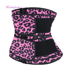 Nanbin Roze Luipaard Dubbele Bandjes Latex Taille Trainer Vrouwen Plus Size