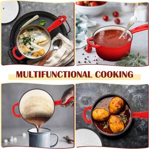 Olla Esmaltada con Tapa de 1 Cuarto de Galón, Mini Olla Holandesa para Cocinar y Hervir, Saludable, No Tóxica, Apta para Inducción y Horno, Roja - Product Image 6
