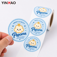 Étiquettes autocollantes circulaires personnalisées, autocollants pour emballages alimentaires, étiquettes rondes pour sacs de pop-corn, bocaux, gobelets, emballages de vente au détail