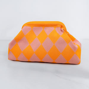 Bolso de Mano con Bloques de Color y Rayas para Mujer, Bolso Cosmético Casual de Punto 3D, Bolso Pequeño de Punto para Maquillaje - Product Image 3